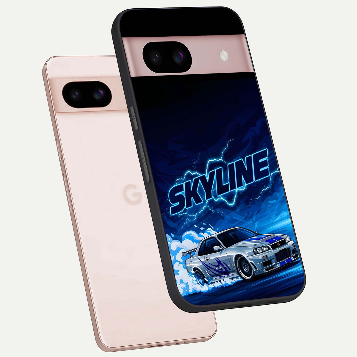  Neon Drift Beast phone case For Google Pixel 8 showing premium glass back cover with detailed artwork