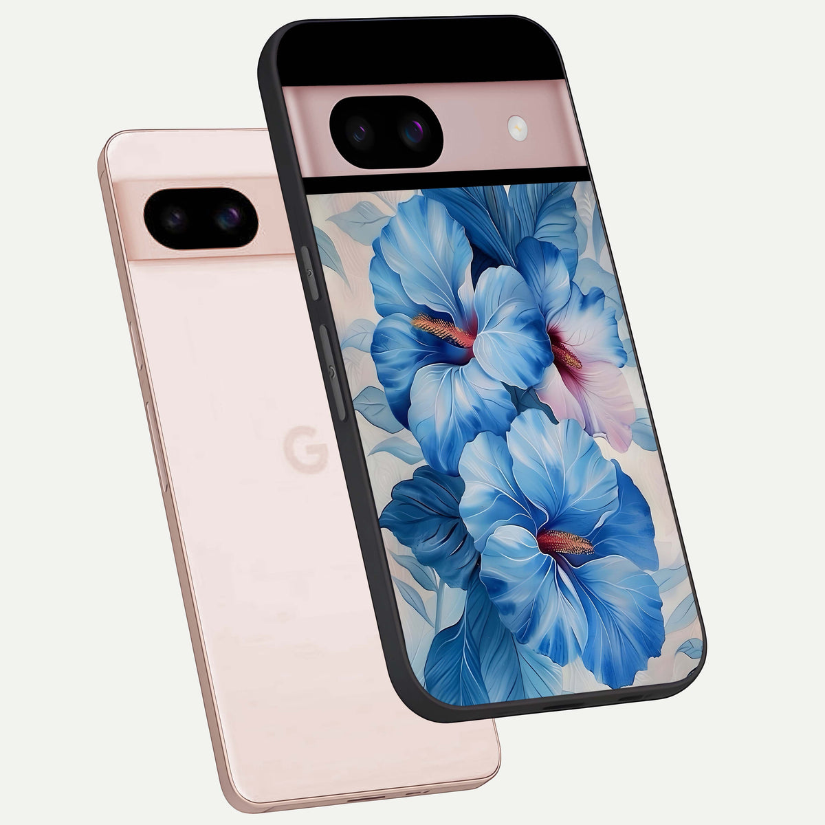  Ocean Hibiscus Grace phone case For Google Pixel 8 showing premium glass back cover with detailed artwork
