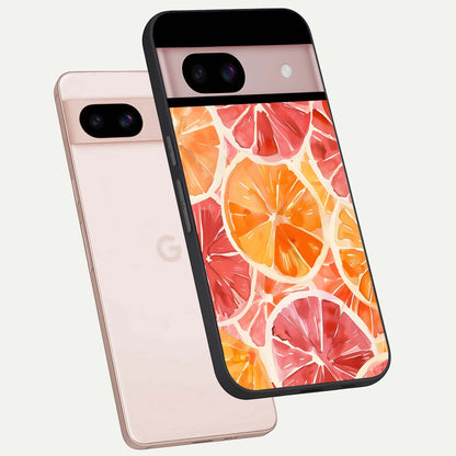  Orange Fruits Pattern phone case For Google Pixel 8 showing premium glass back cover with detailed artwork