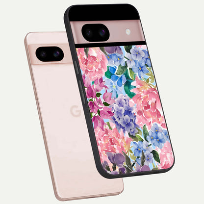  Pastel Floral Mix phone case For Google Pixel 8 showing premium glass back cover with detailed artwork