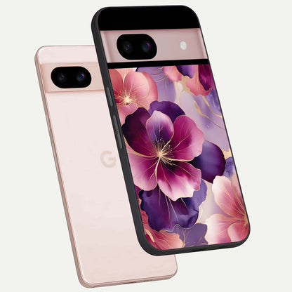  Pink Bouquet Florals phone case For Google Pixel 8 showing premium glass back cover with detailed artwork