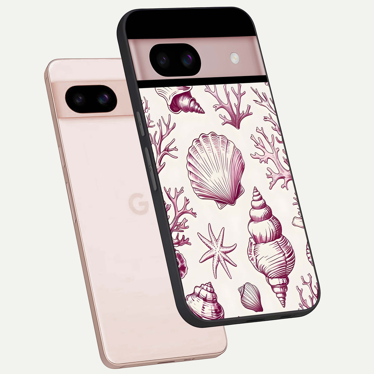  Pink Power Sparks phone case For Google Pixel 8 showing premium glass back cover with detailed artwork