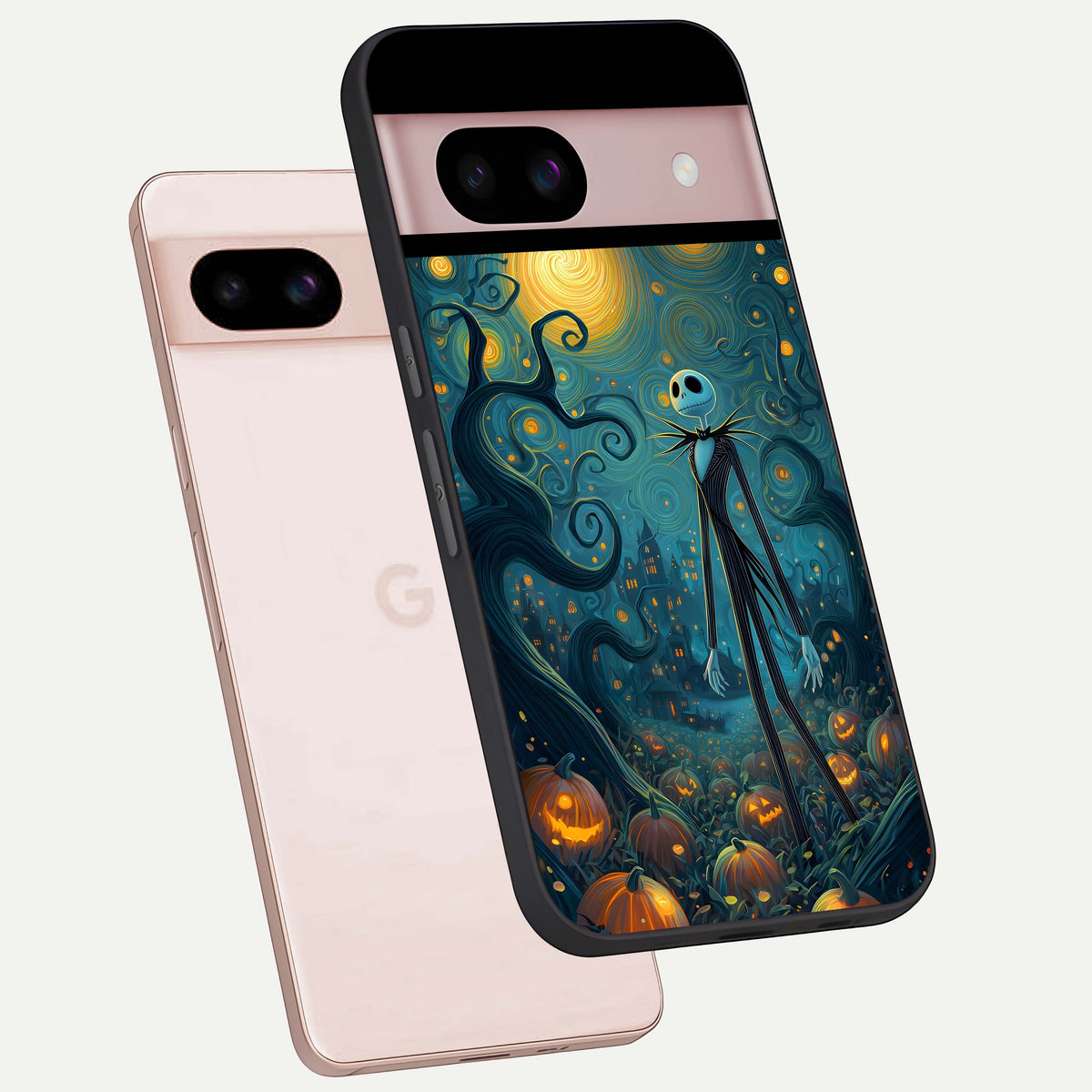 Pumpkin Moonlight Tale phone case For Google Pixel 8 showing premium glass back cover with detailed artwork