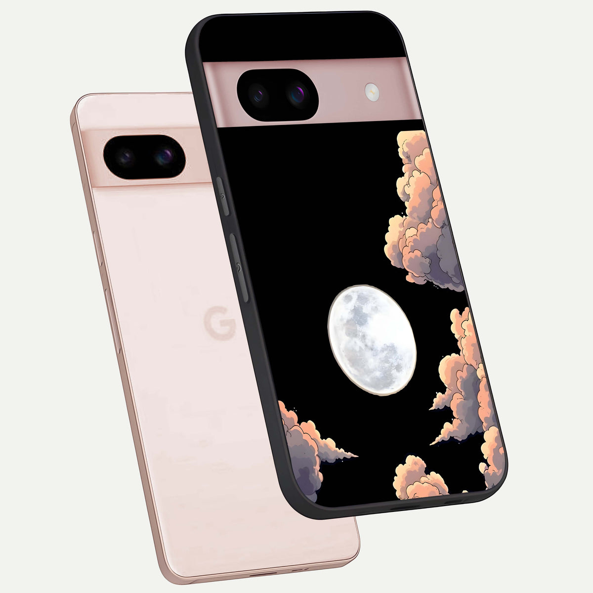  Shade Cloud Moon phone case For Google Pixel 8 showing premium glass back cover with detailed artwork