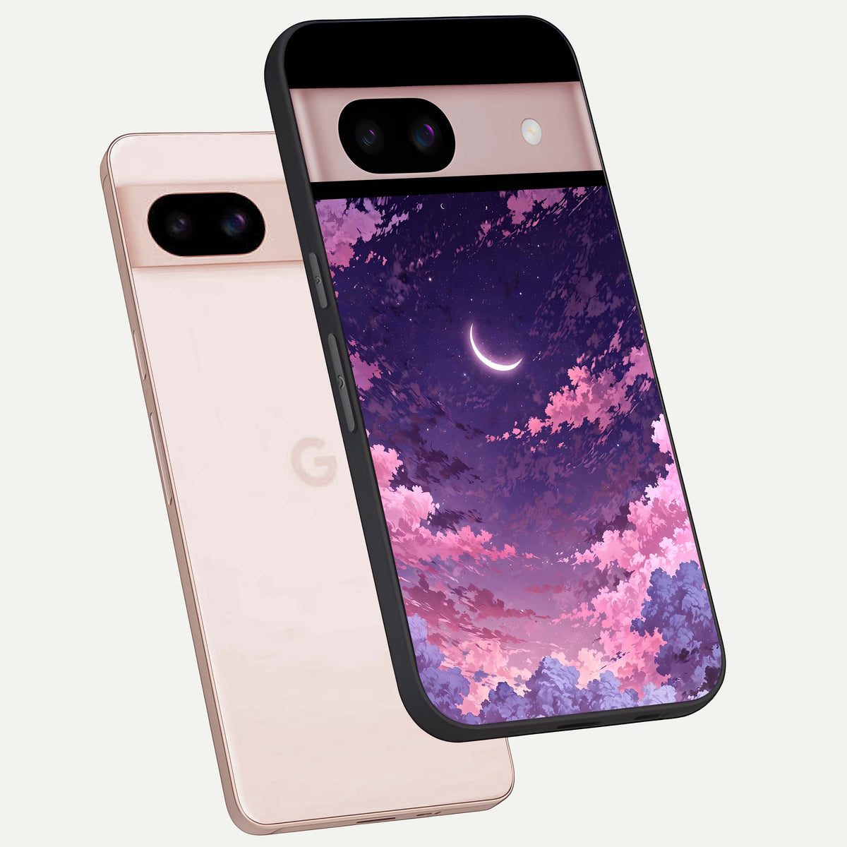  Sky Drift Clouds phone case For Google Pixel 8 showing premium glass back cover with detailed artwork