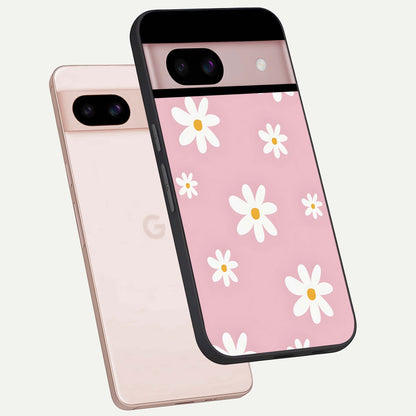  Soft Daisy Bliss phone case For Google Pixel 8 showing premium glass back cover with detailed artwork