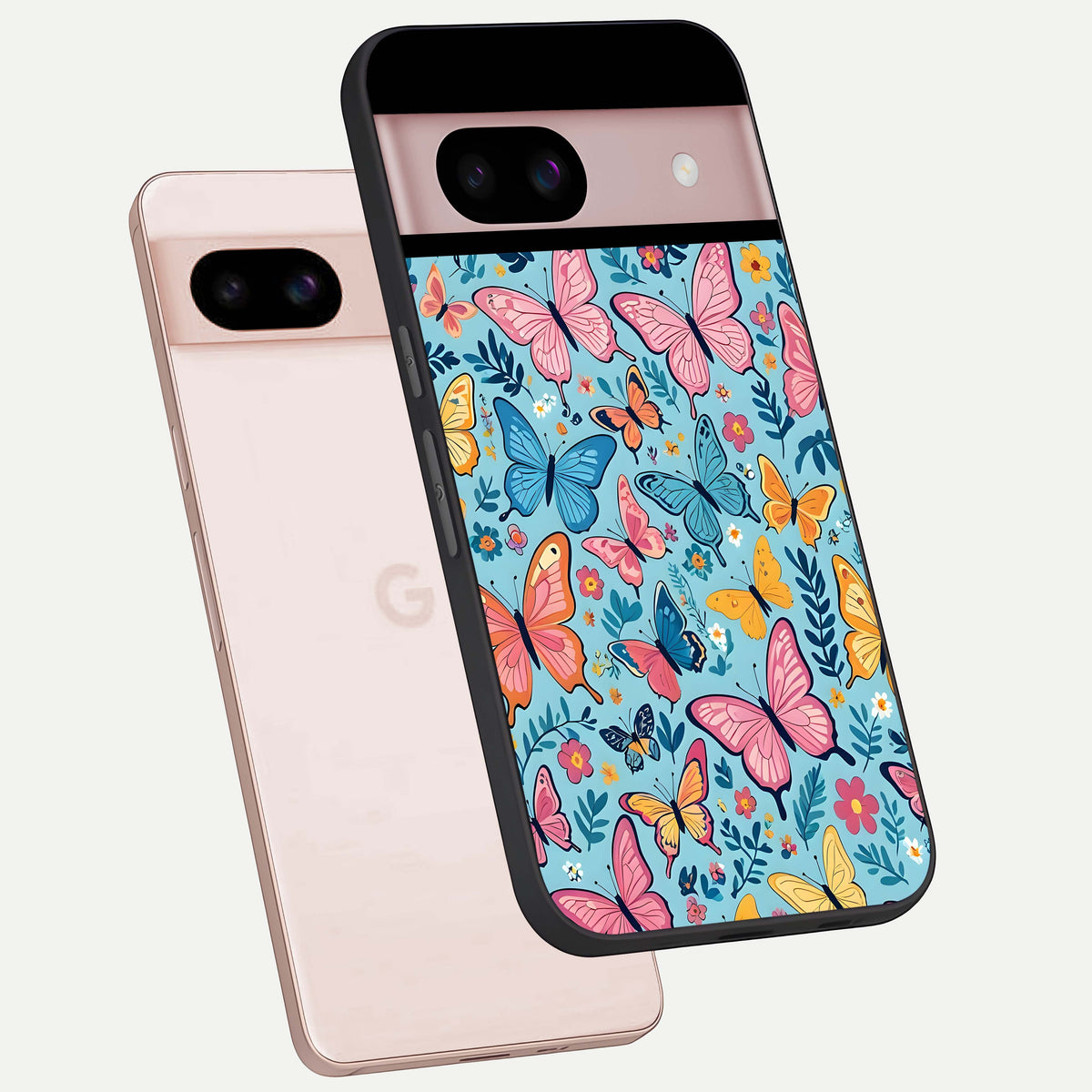  Spring Wing Garden phone case For Google Pixel 8 showing premium glass back cover with detailed artwork
