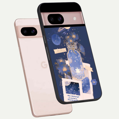  Starlit Cosmic Jar phone case For Google Pixel 8 showing premium glass back cover with detailed artwork