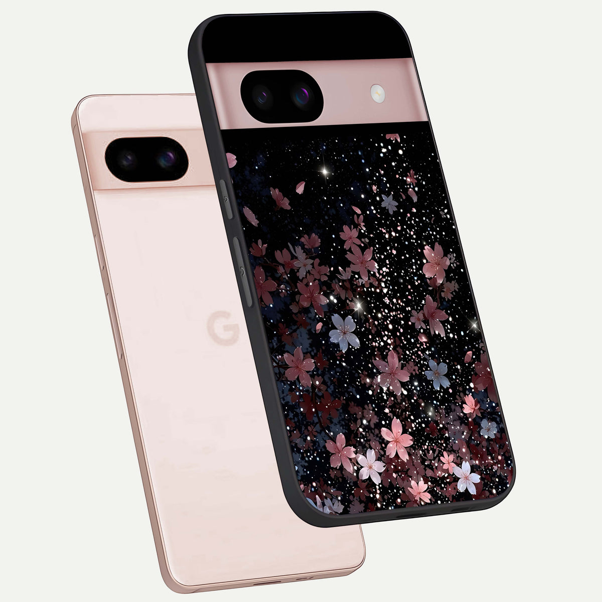  Starlit Flower Dreams phone case For Google Pixel 8 showing premium glass back cover with detailed artwork