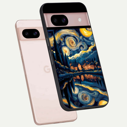  Starry Sky Serenity phone case For Google Pixel 8 showing premium glass back cover with detailed artwork