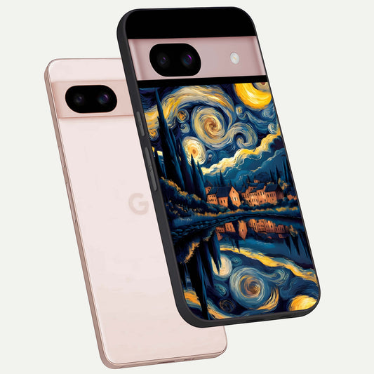  Starry Sky Serenity phone case For Google Pixel 8 showing premium glass back cover with detailed artwork
