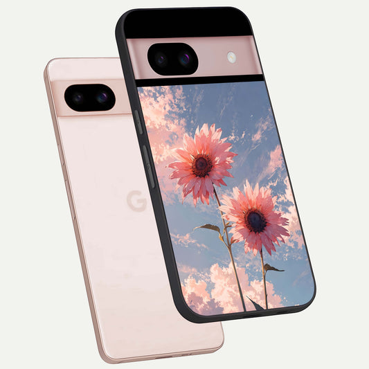  Sun Moon Balance phone case For Google Pixel 8 showing premium glass back cover with detailed artwork