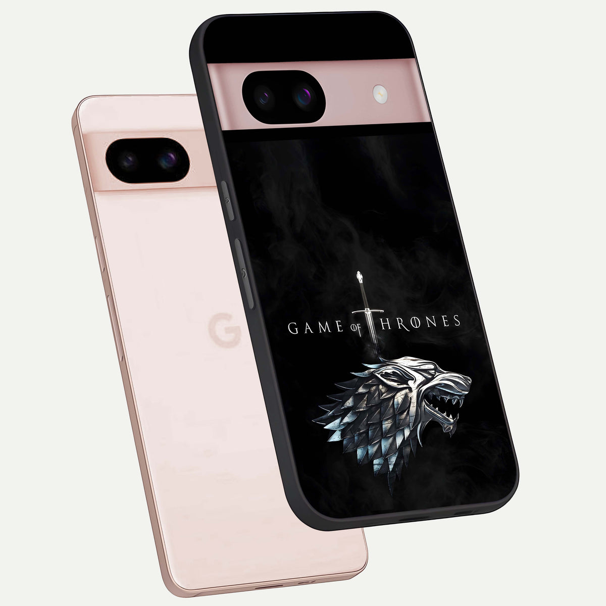  Throne Wolf Legacy phone case For Google Pixel 8 showing premium glass back cover with detailed artwork
