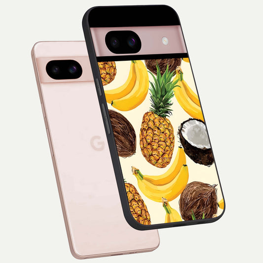  Tropical Fruit Mood phone case For Google Pixel 8 showing premium glass back cover with detailed artwork