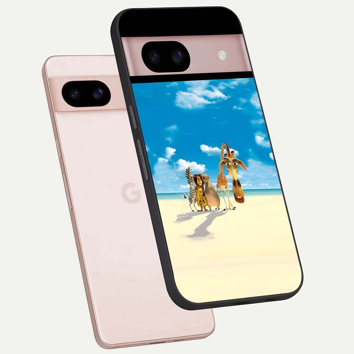  Tropical Fun Squad phone case For Google Pixel 8 showing premium glass back cover with detailed artwork