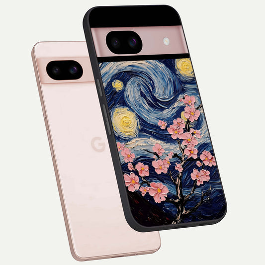  Van Gogh Scenery phone case For Google Pixel 8 showing premium glass back cover with detailed artwork