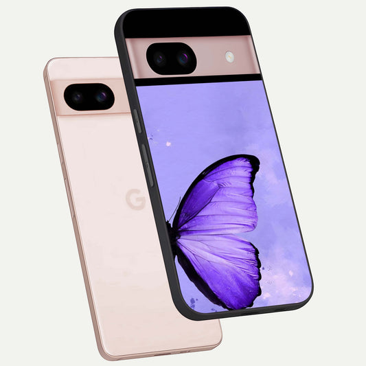  Violet Dream Wing phone case For Google Pixel 8 showing premium glass back cover with detailed artwork
