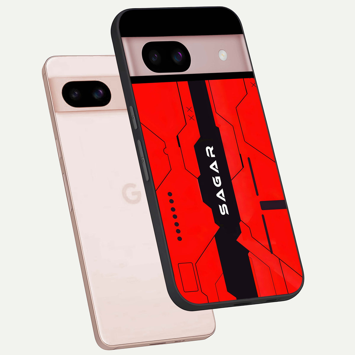  Voltage Rise CYBERPUNK Custom Name phone case For Google Pixel 8 showing premium custom name glass back cover