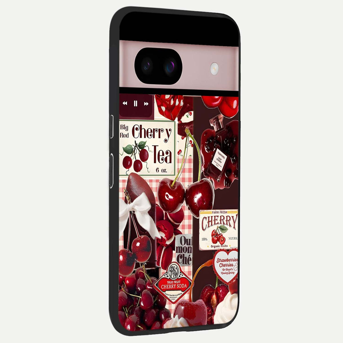  Aesthetic Cherry Tea back cover For Google Pixel 8 slim fit glass case with vibrant aesthetic design