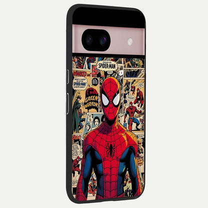  Aesthetic Spider back cover For Google Pixel 8 slim fit glass case with vibrant aesthetic design