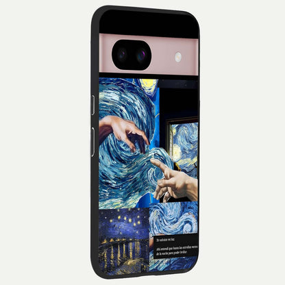 Aesthetic Vando Hands back cover For Google Pixel 8 slim fit glass case with vibrant aesthetic design