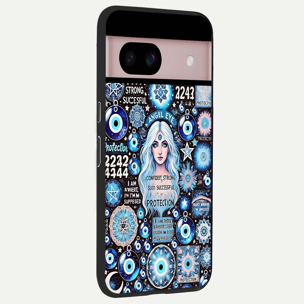  Angel Aura Shield back cover For Google Pixel 8 slim fit glass case with vibrant aesthetic design