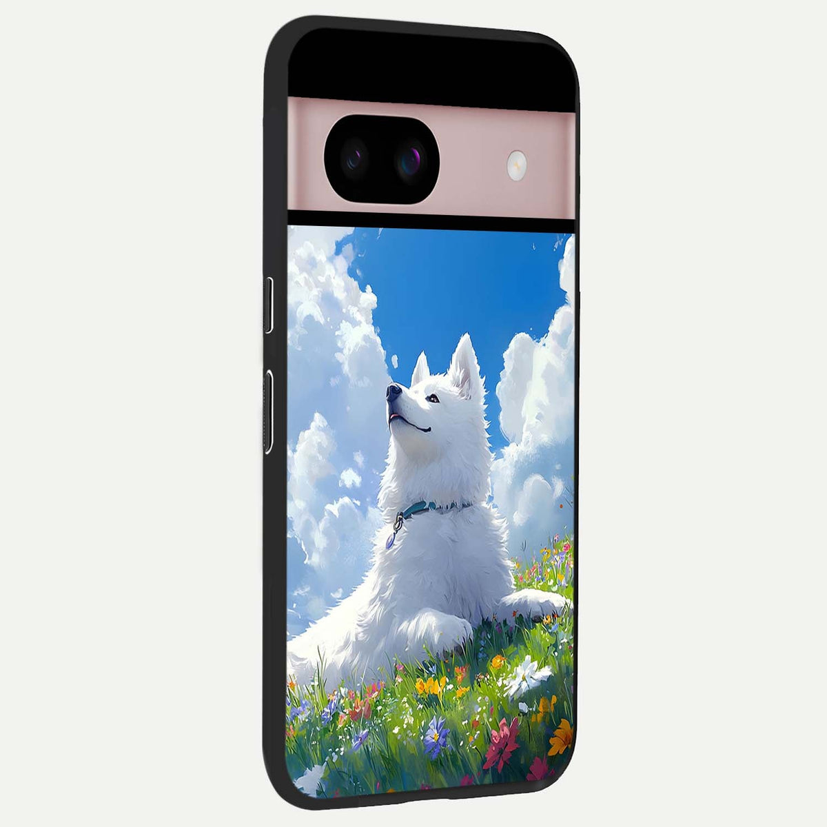  Blissful Cloud Pup back cover For Google Pixel 8 slim fit glass case with vibrant aesthetic design