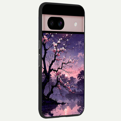  Blossom Pink Moon back cover For Google Pixel 8 slim fit glass case with vibrant aesthetic design