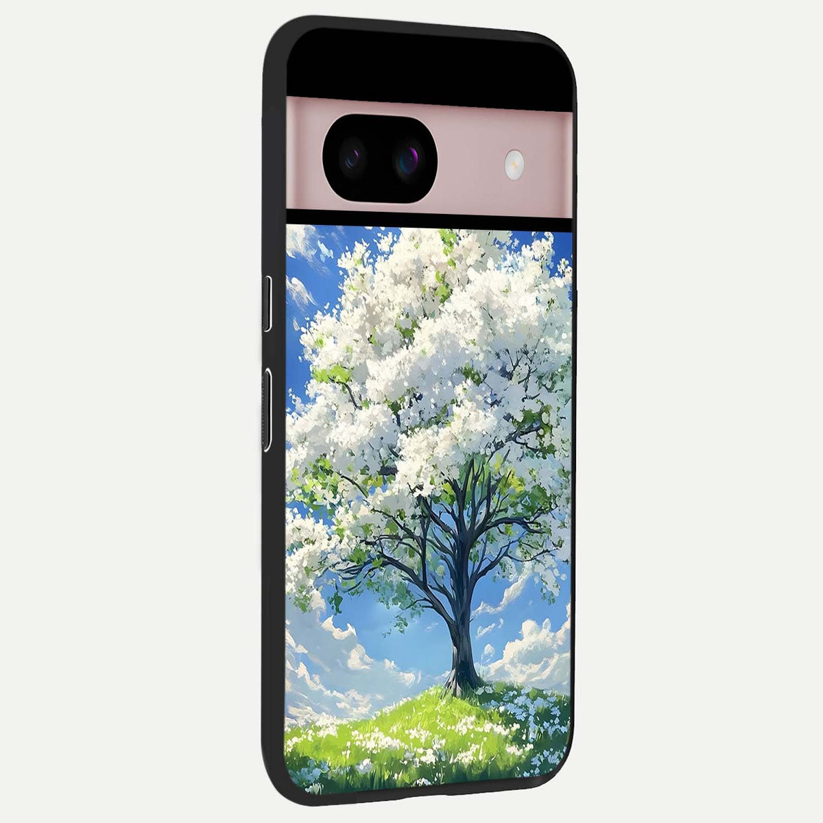  Blossom Sky Serenity back cover For Google Pixel 8 slim fit glass case with vibrant aesthetic design