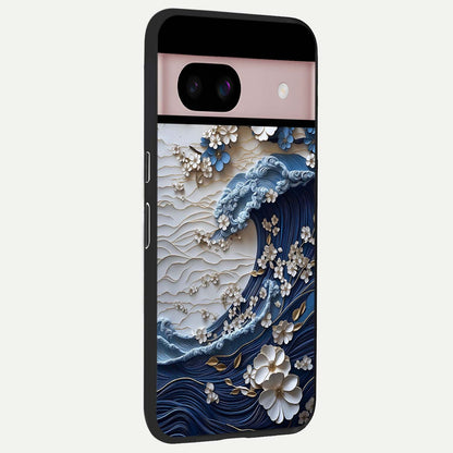  Blossom Wave Art back cover For Google Pixel 8 slim fit glass case with vibrant aesthetic design