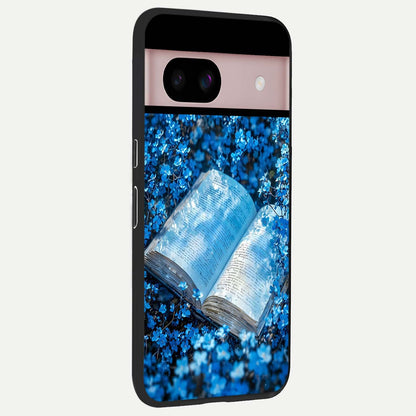  Blue Bloom Tales back cover For Google Pixel 8 slim fit glass case with vibrant aesthetic design