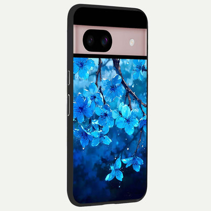  Blue Blossoms Branch back cover For Google Pixel 8 slim fit glass case with vibrant aesthetic design