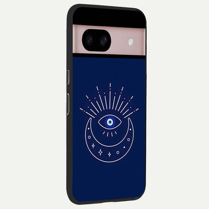  Blue Evil Eye back cover For Google Pixel 8 slim fit glass case with vibrant aesthetic design