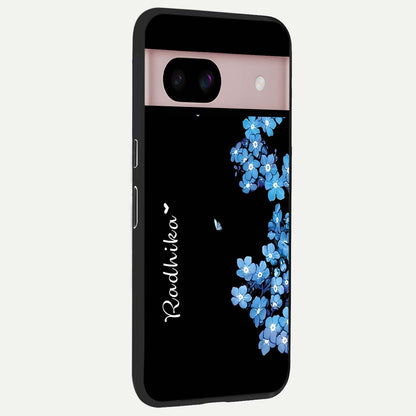  Blue Petal Dream Custom Name back cover For Google Pixel 8 slim fit glass case with vibrant aesthetic design