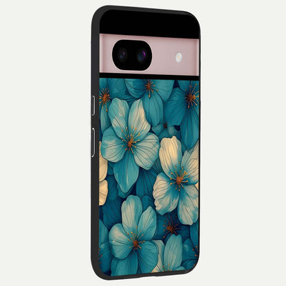  Blue Shade Floral back cover For Google Pixel 8 slim fit glass case with vibrant aesthetic design