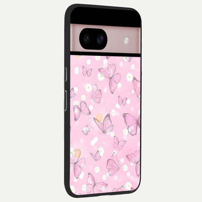  Blush Butterfly Garden back cover For Google Pixel 8 slim fit glass case with vibrant aesthetic design