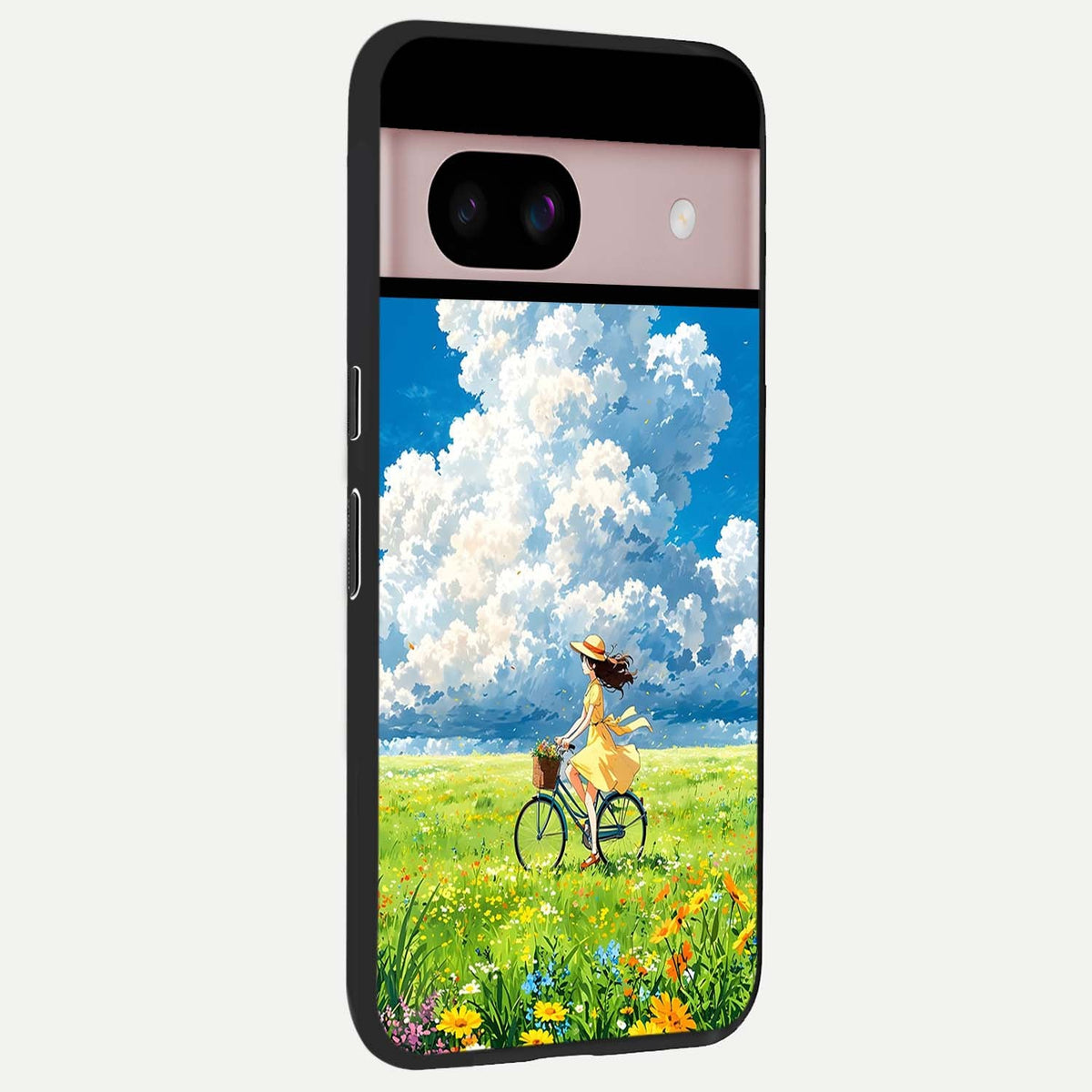  Breezy Meadow Ride back cover For Google Pixel 8 slim fit glass case with vibrant aesthetic design