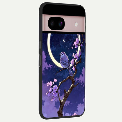  Celestial Bird Blossom back cover For Google Pixel 8 slim fit glass case with vibrant aesthetic design