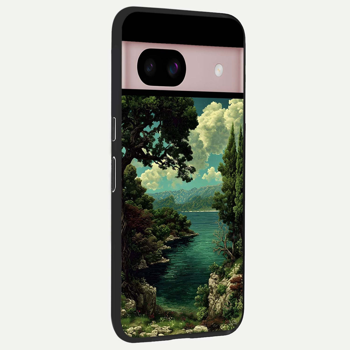  Celestial Lake Peace back cover For Google Pixel 8 slim fit glass case with vibrant aesthetic design