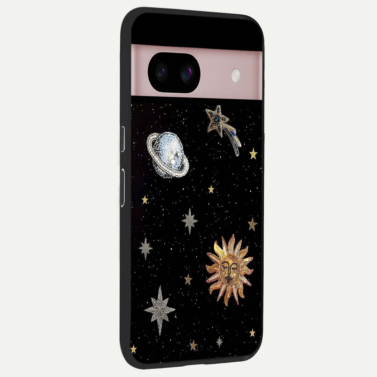  Celestial Moon With Stars back cover For Google Pixel 8 slim fit glass case with vibrant aesthetic design