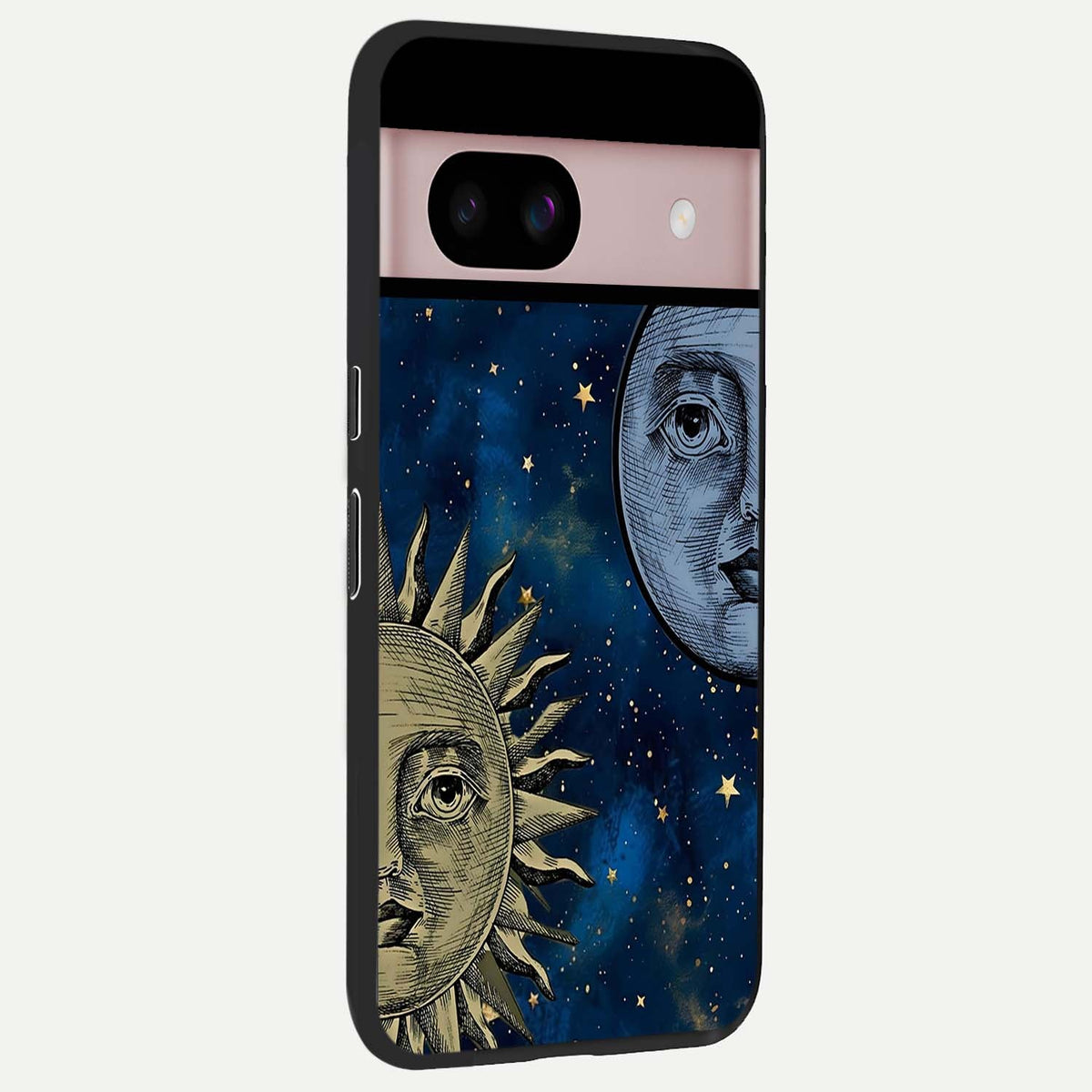  Celestial Moon With Sun back cover For Google Pixel 8 slim fit glass case with vibrant aesthetic design