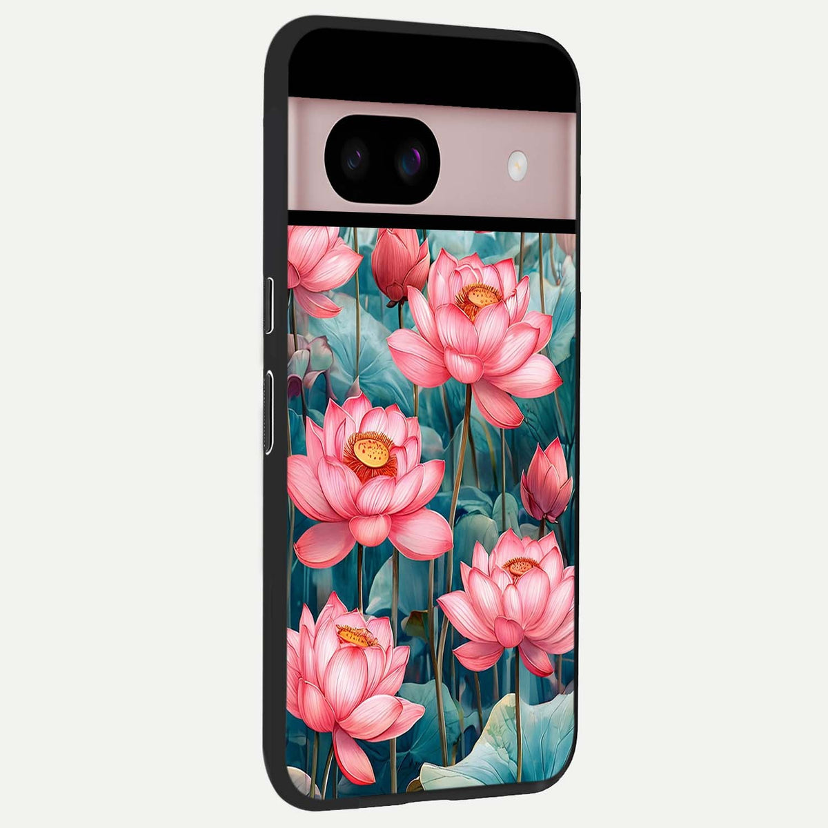  Celestial Pink Lotus back cover For Google Pixel 8 slim fit glass case with vibrant aesthetic design