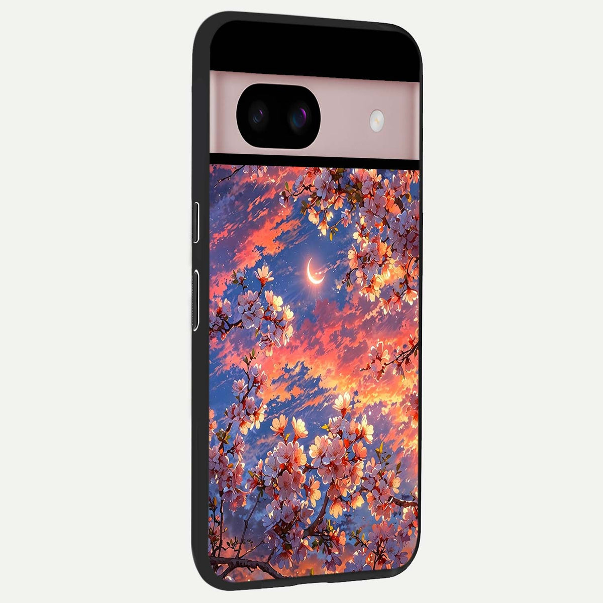  Celestial Sakura Sunset back cover For Google Pixel 8 slim fit glass case with vibrant aesthetic design