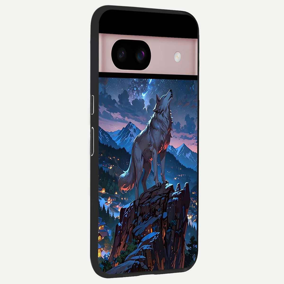  Celestial Wolf Howl back cover For Google Pixel 8 slim fit glass case with vibrant aesthetic design