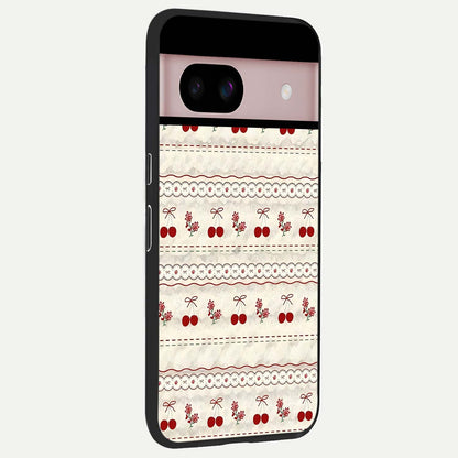  Cherry Bloom Charm back cover For Google Pixel 8 slim fit glass case with vibrant aesthetic design