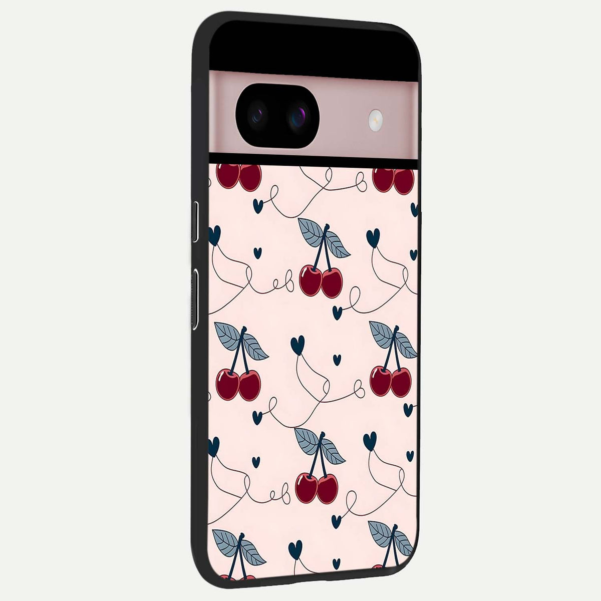  Cherry Heart Line back cover For Google Pixel 8 slim fit glass case with vibrant aesthetic design