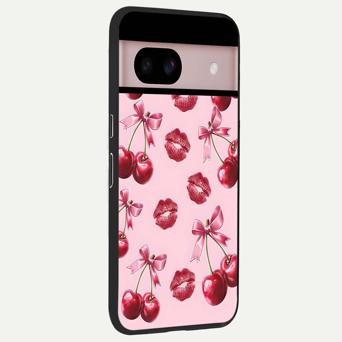  Cherry With Lips back cover For Google Pixel 8 slim fit glass case with vibrant aesthetic design