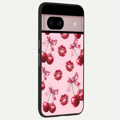  Cherry With Lips back cover For Google Pixel 8 slim fit glass case with vibrant aesthetic design