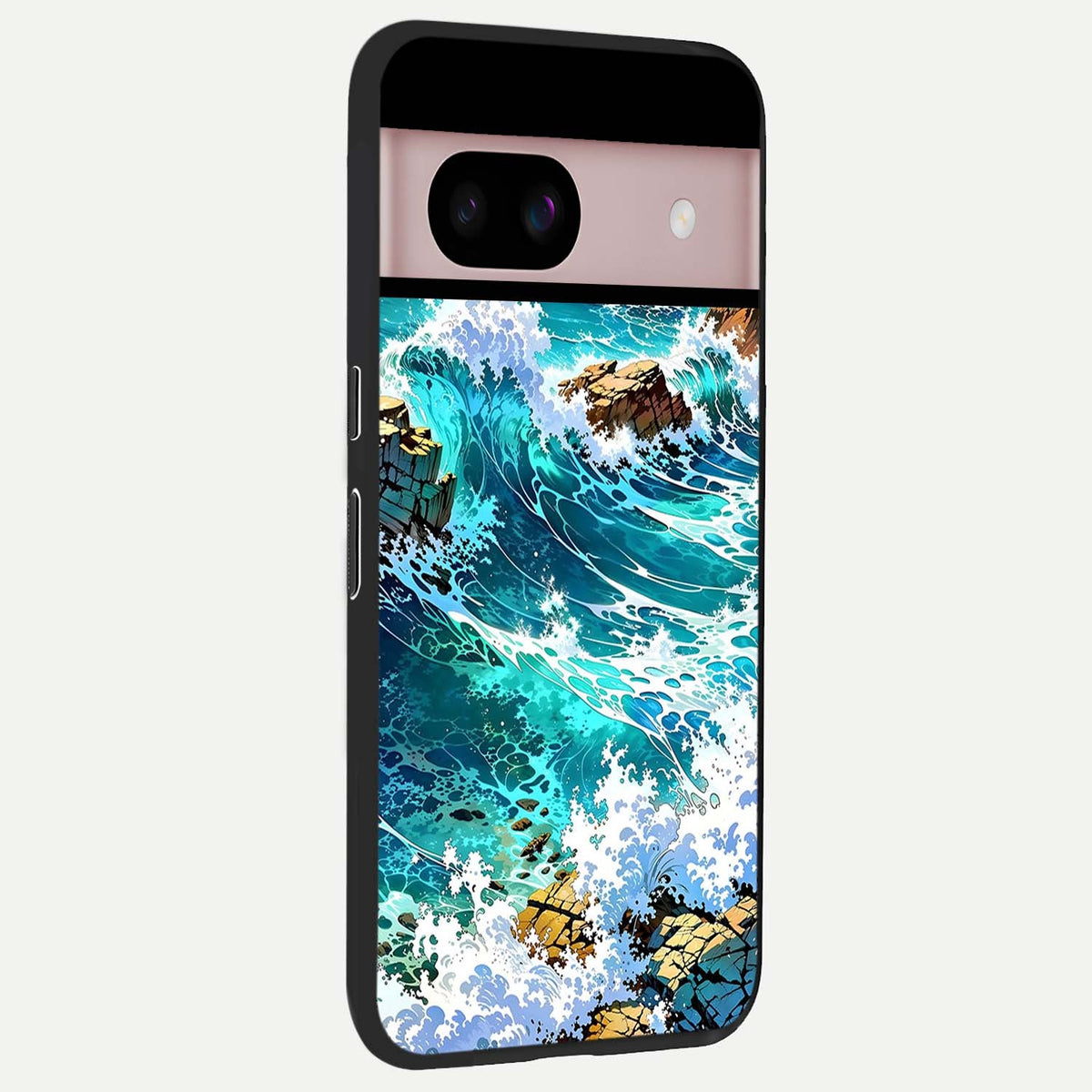  Coastal Blue Waves back cover For Google Pixel 8 slim fit glass case with vibrant aesthetic design