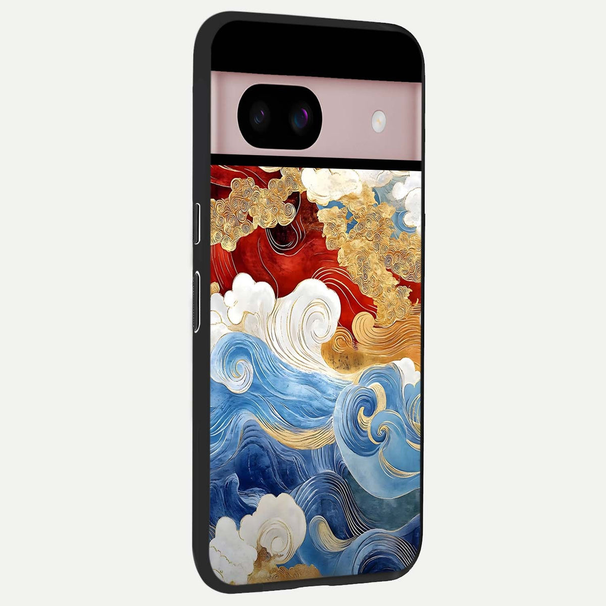  Colored Waves back cover For Google Pixel 8 slim fit glass case with vibrant aesthetic design